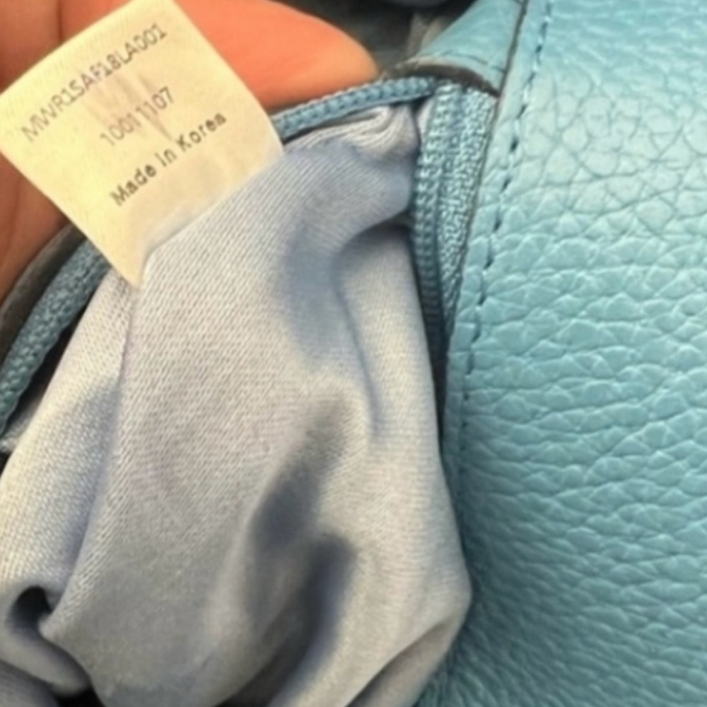 MCM Teal Blue Leather Studded Saddle Bag - Picture 8 of 15